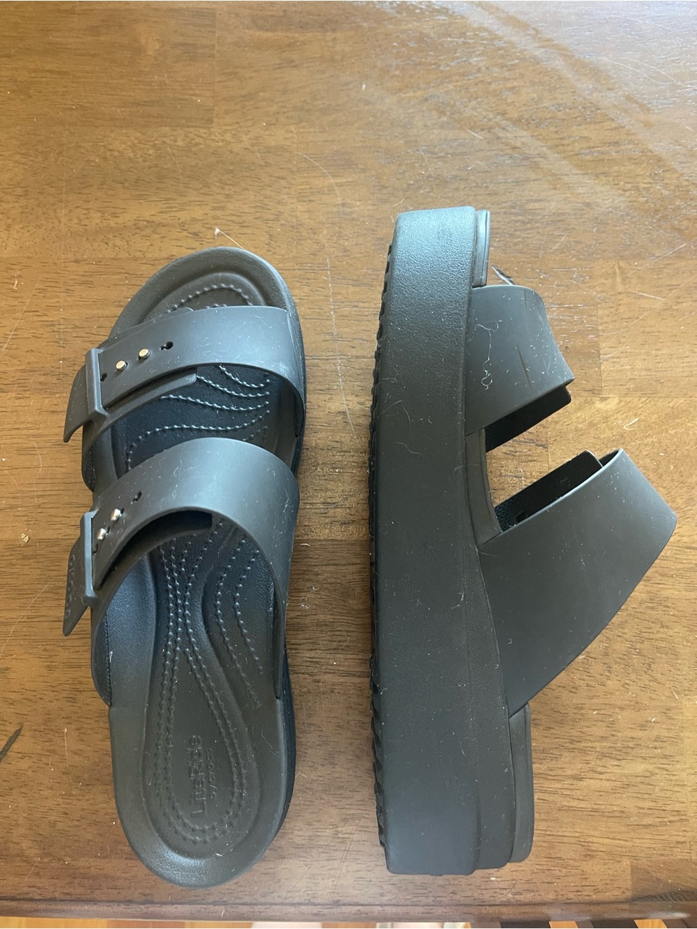 CROCS Black Platform Slide Sandals - Picture 2 of 5